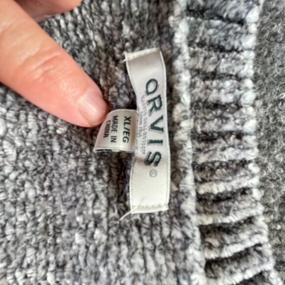 Orvis Chenille V-Neck Sweater Mens Gray  Extra Large Textured Pullover Fall XL - Picture 2 of 8